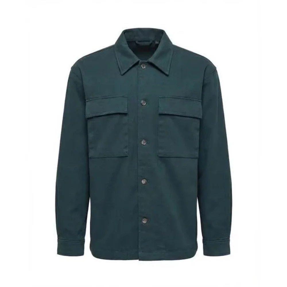 Mode of One Mens‎ Long Sleeve Button Front Utility Shirt Jacket Teal Green XL